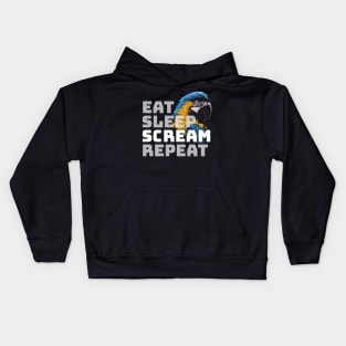 Eat Sleep Scream Repeat Macaw Parrot Kids Hoodie